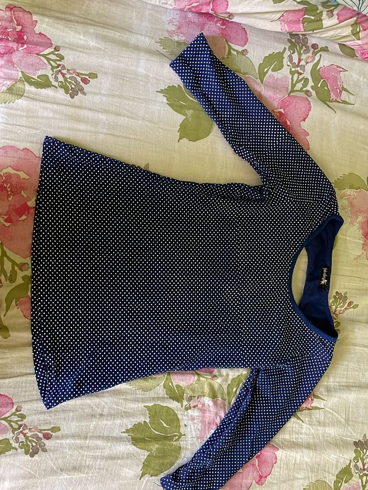 Back Cutout Polka Dot Top