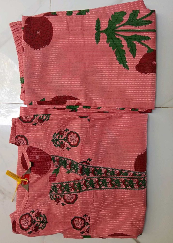 Pretty Peach Printed Kurta Set