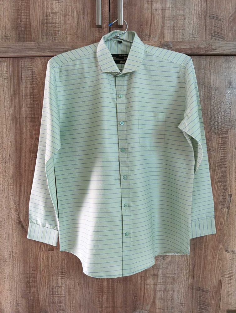 MEN&#39;S SEA GREEN STRIPED SHIRT