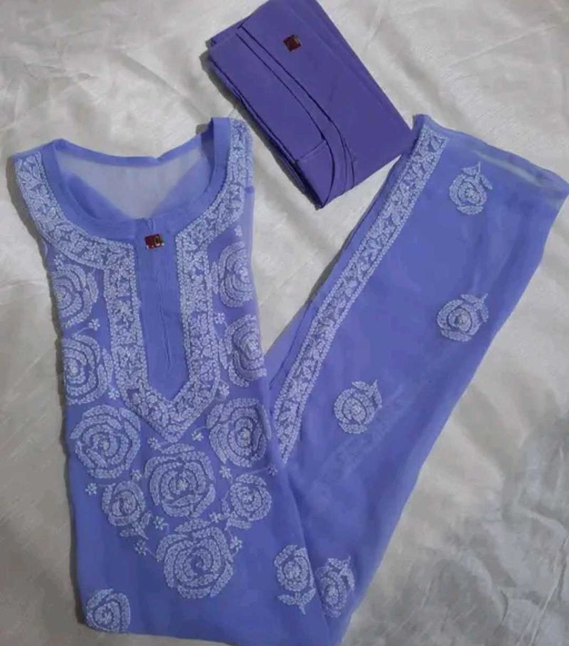 Chikankari Kurta Set Without peticot/Cotton Inner