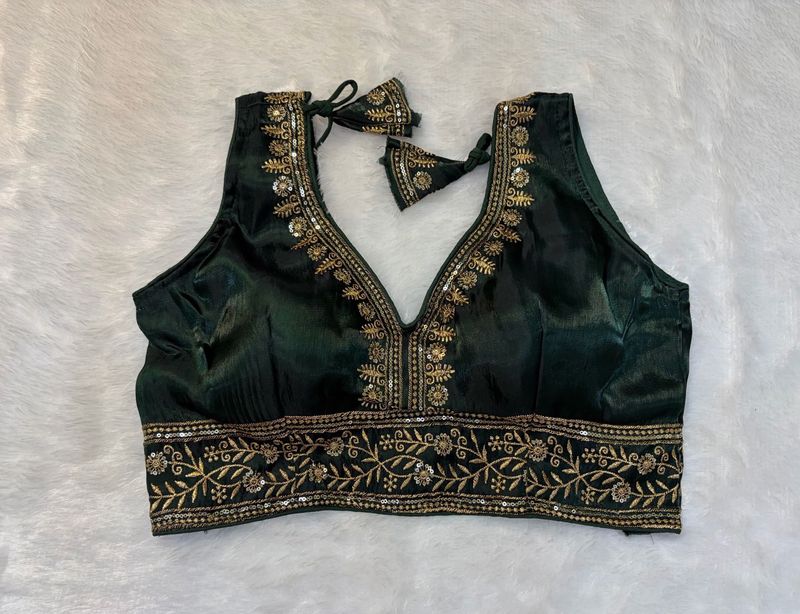 Elegant Green Embroidered Blouse