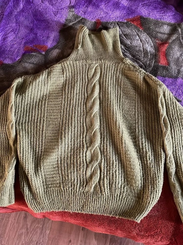 Cozy Olive Green Knit Sweater