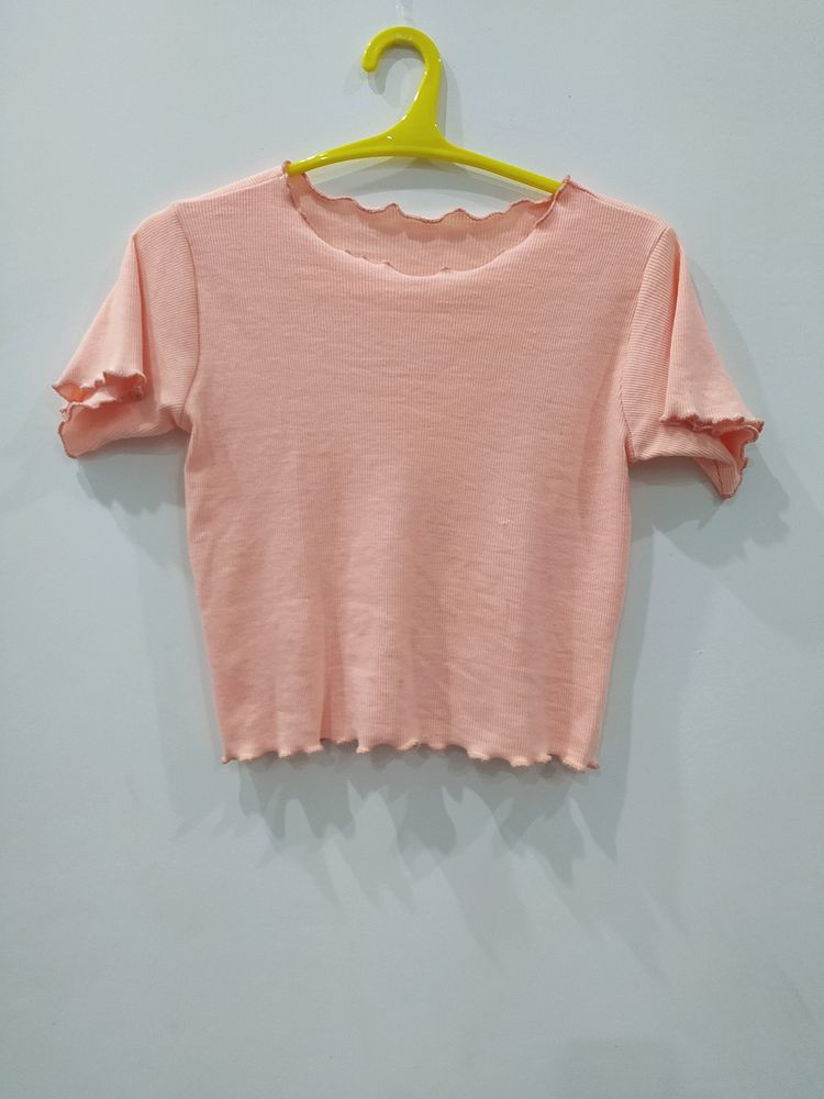 Crop Top Casual (Peach Color)