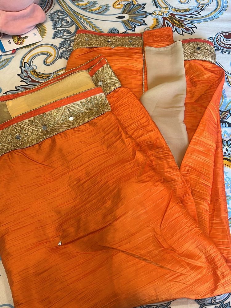 Orange Beautiful Heavy Saree