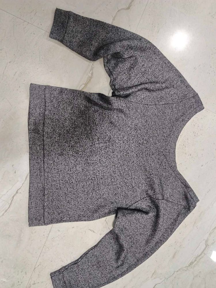 Gray Long Sleeve Offshoulder Top