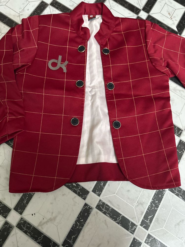 Red Plaid Kids&#39; Blazer