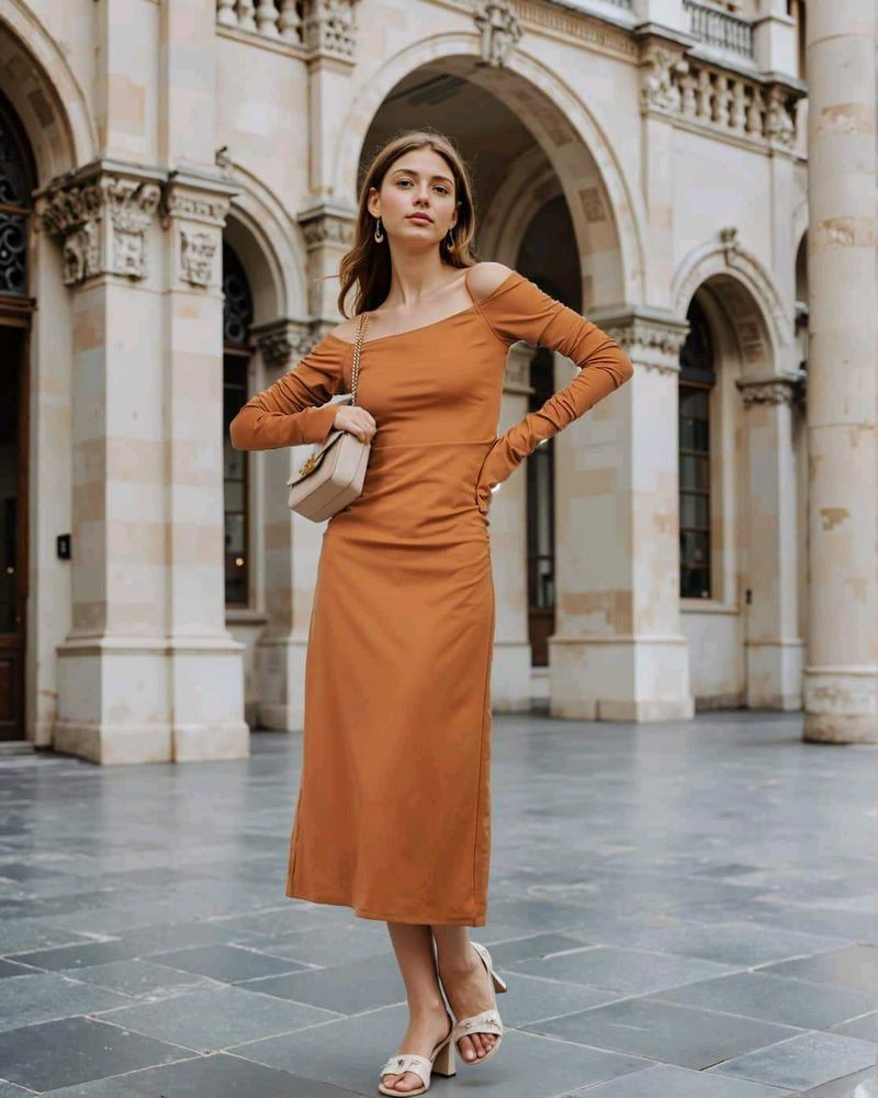 Chic Brown Midi Dress