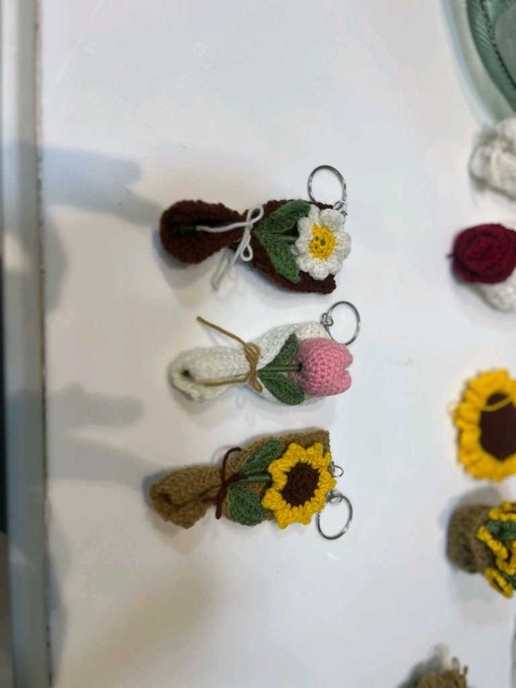 Crochet Flower Bouquet Keychain