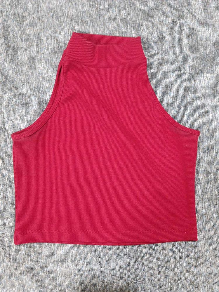 Red High Neck Top
