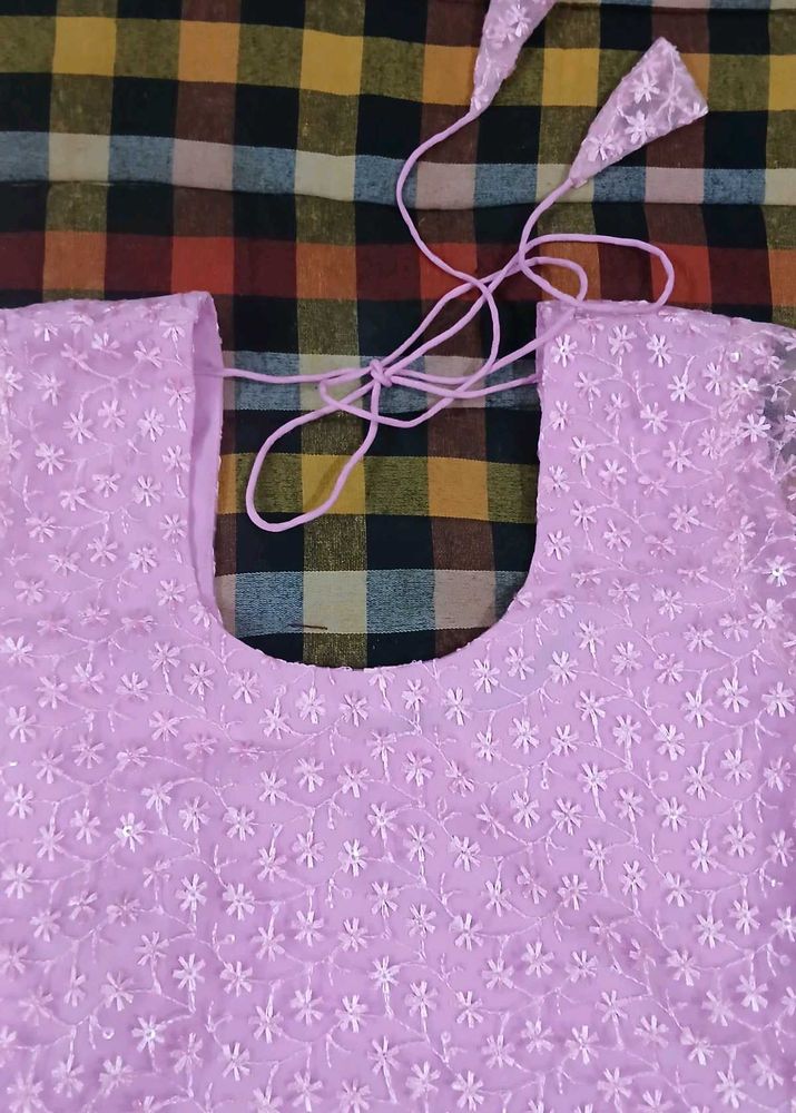 Lilac Floral Embroidered Blouse