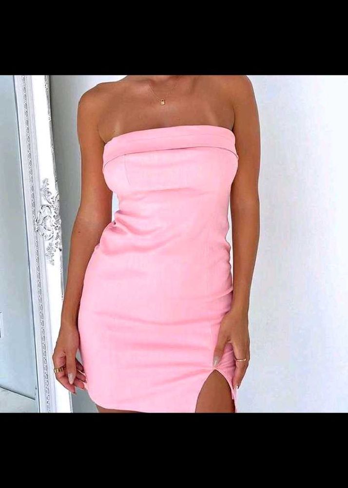 Pink Strapless Mini Dress