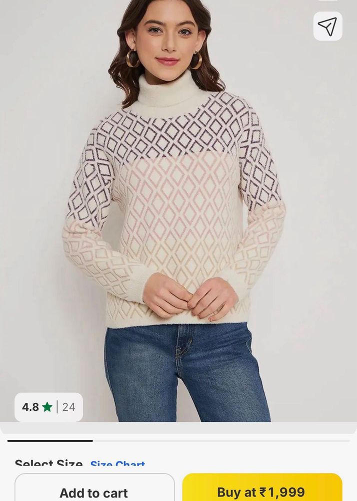 Patterned Turtleneck Sweater