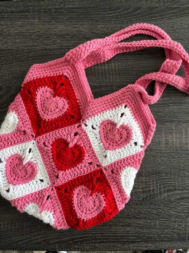 Heart Crochet Tote Bag