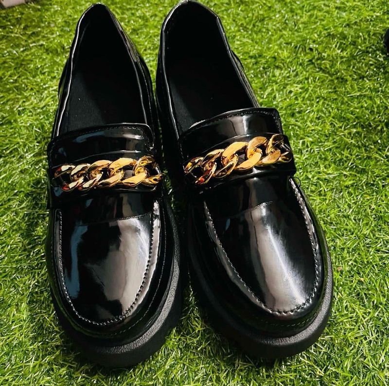 Black Loafers Golden Detailing !fixed price