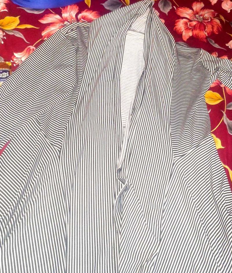 Striped Open Front Cardigan new design girls shirt