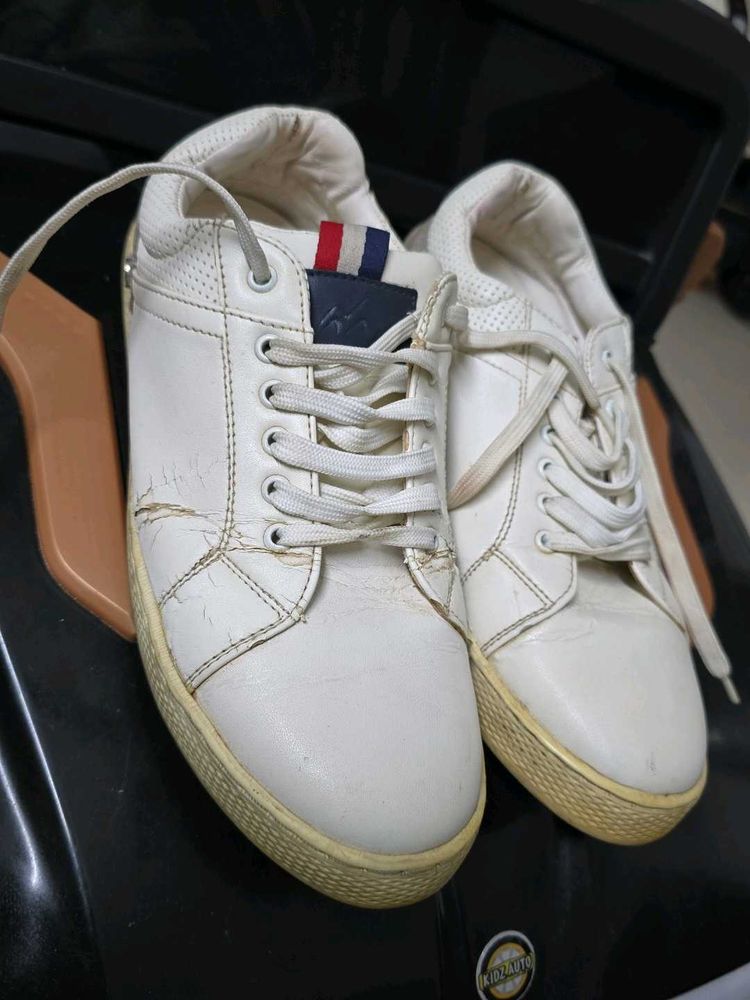 White Leather Casual Shoes