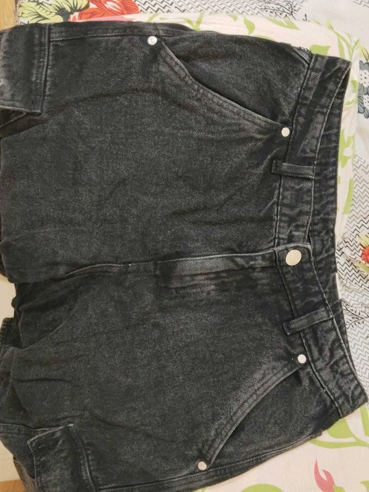 Black Denim Cargo Pants