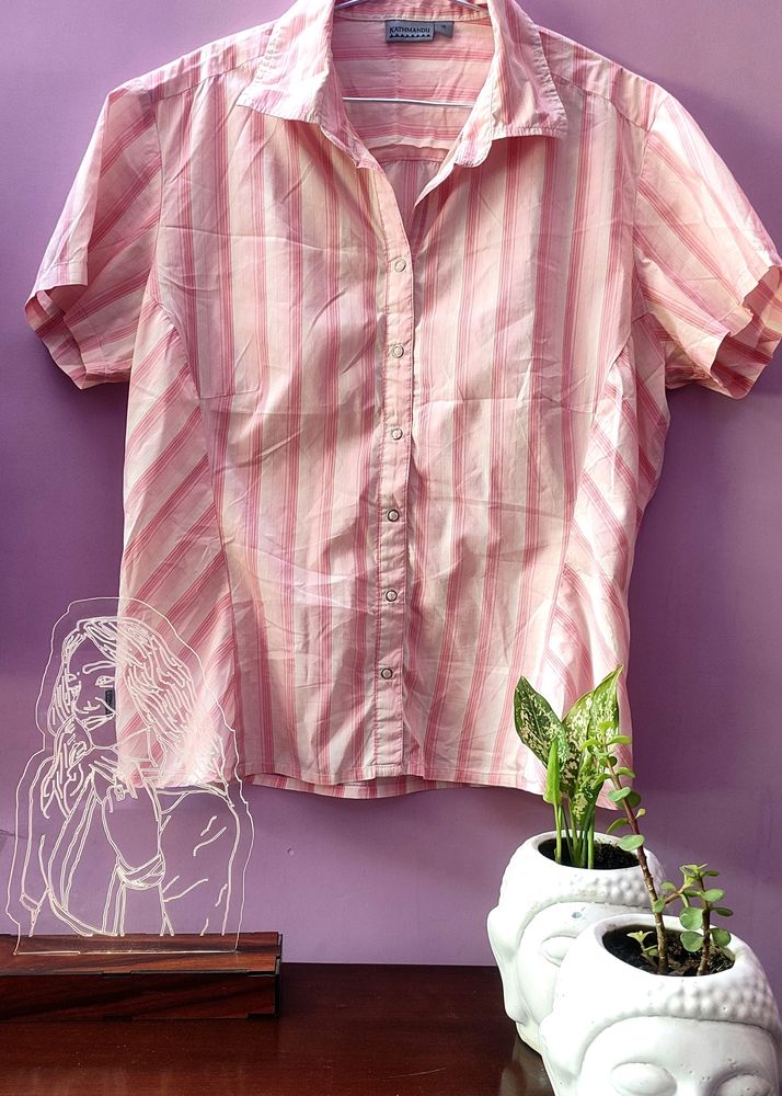 White Pink Half Sleeves Shirt (Women)