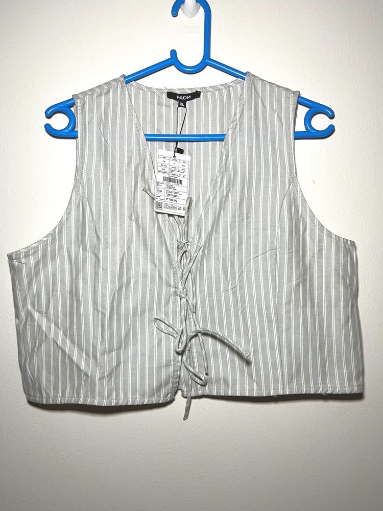NUON by Westside Sage Stripe Printed Cotton Top