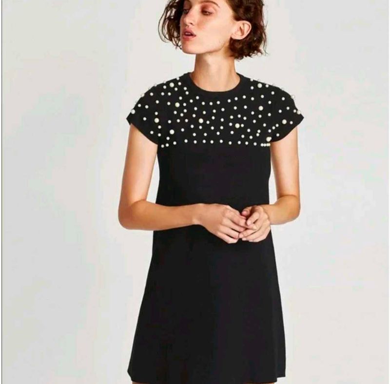 Zara Black Pearl Embellished Dress