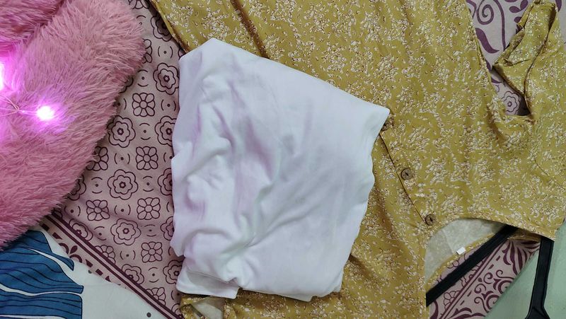 Floral Button Down and White Top