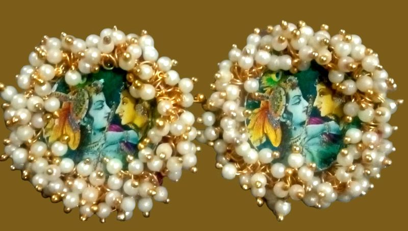 Handmade Radhe Krishna Earrings With Loreal