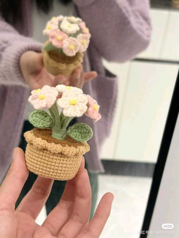 Crochet Flower Pot Plant Handmade
