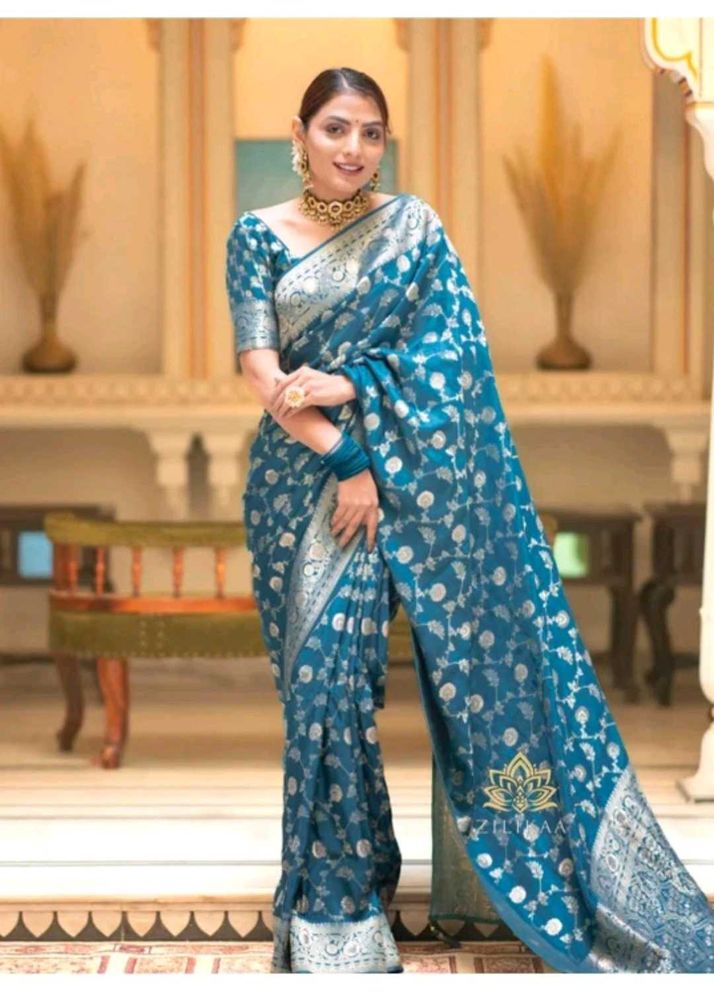 Elegant Blue Banarasi Saree