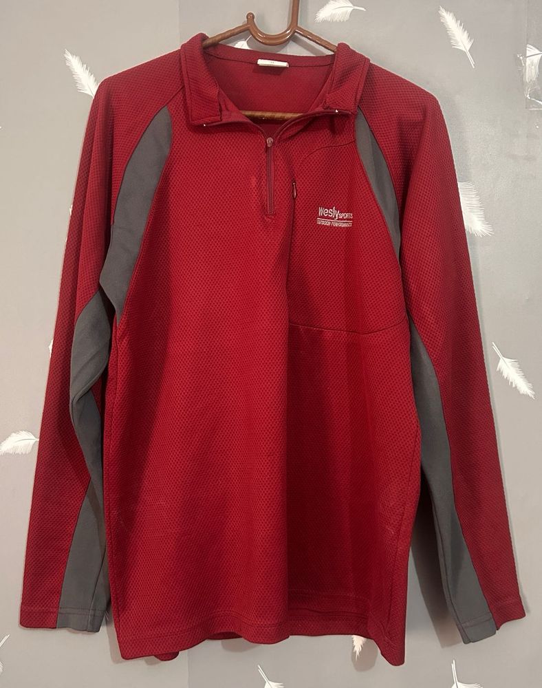 Red Long Sleeve Pullover Top