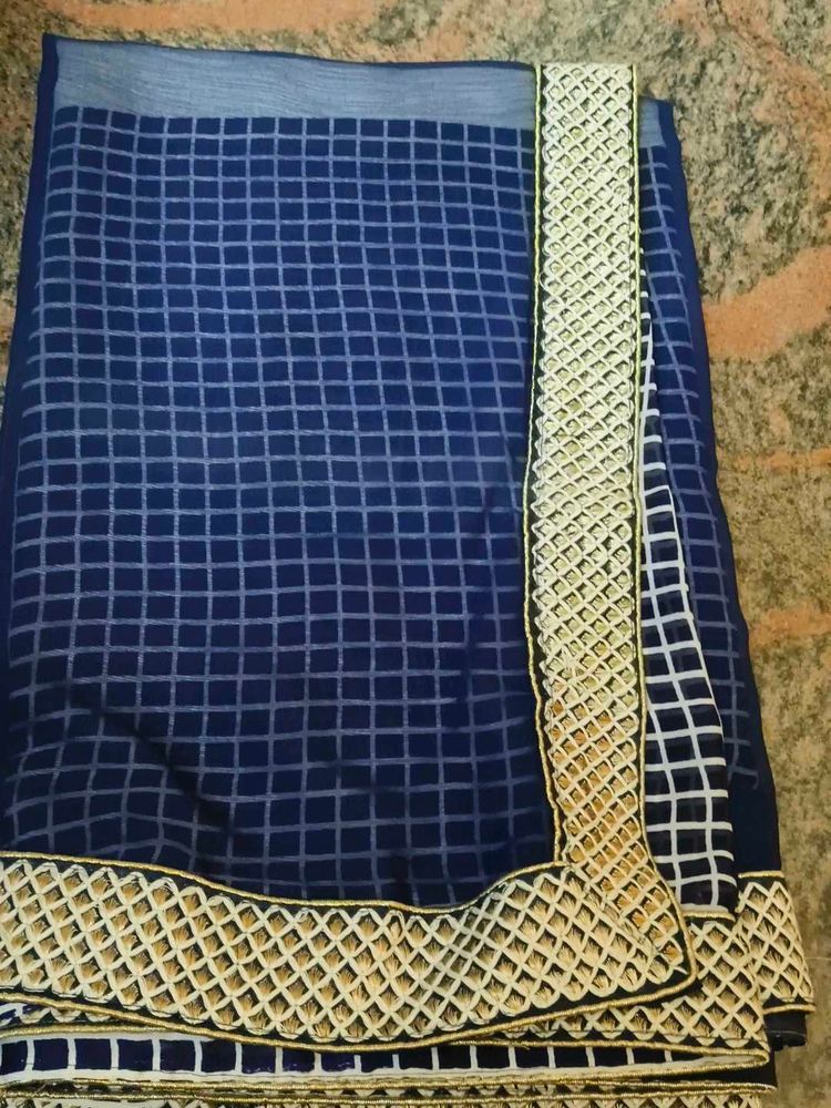 Blue And White Saree