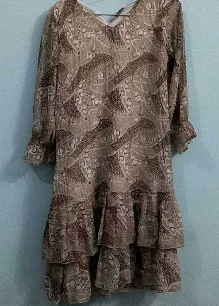 Vintage Print Ruffle Dress