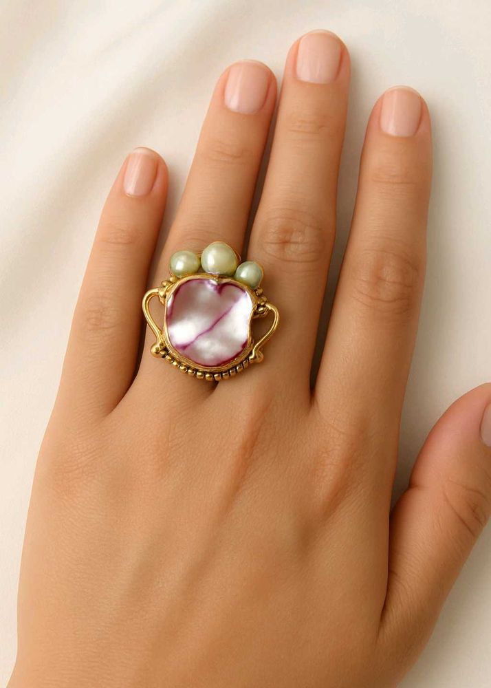 Mother Of Pearl Gemstone Statement Ring