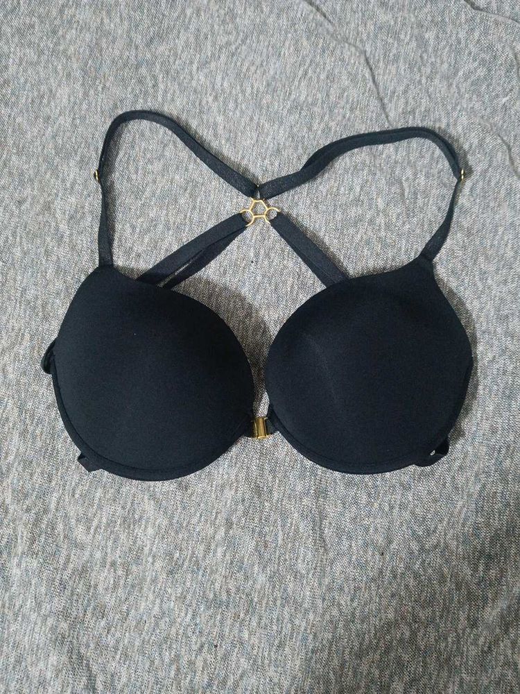 Black Front Hook Bra With Panty