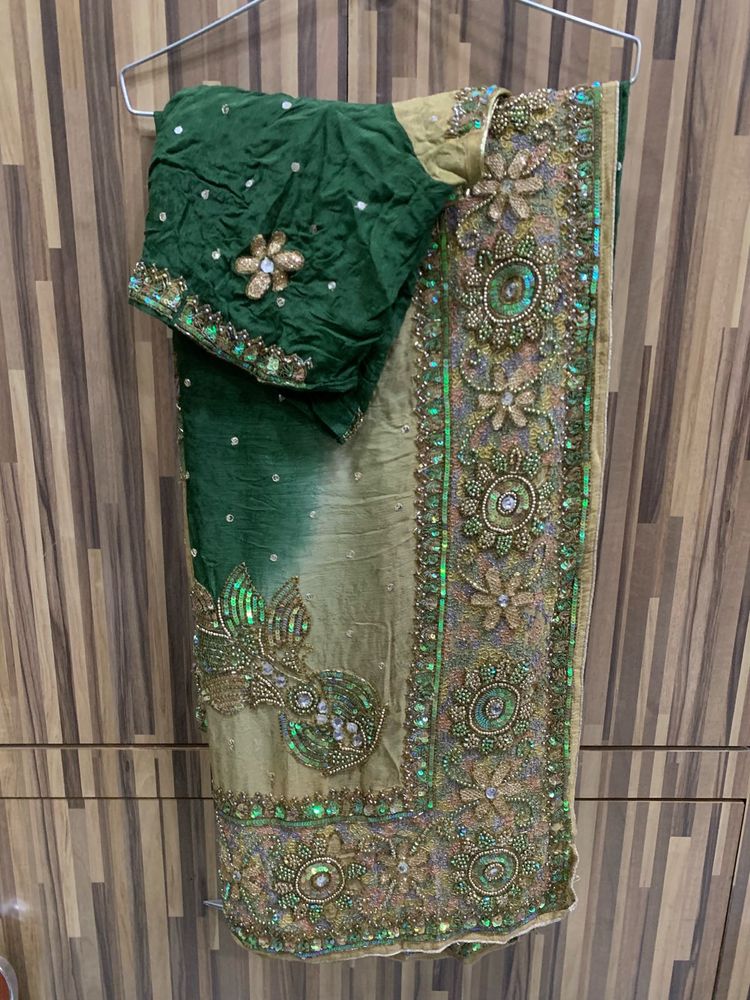 Green Embellished Saree