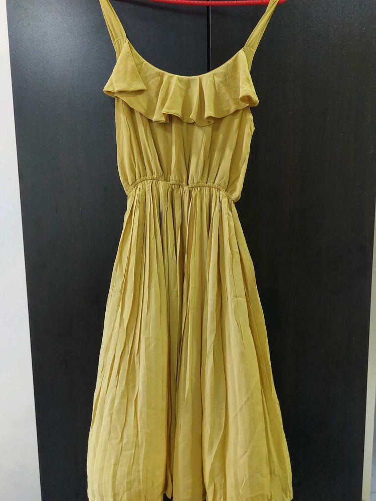 Ruffled Sun Dress - Mustard Yellow