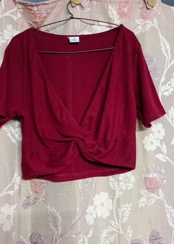 Maroon Crop Top