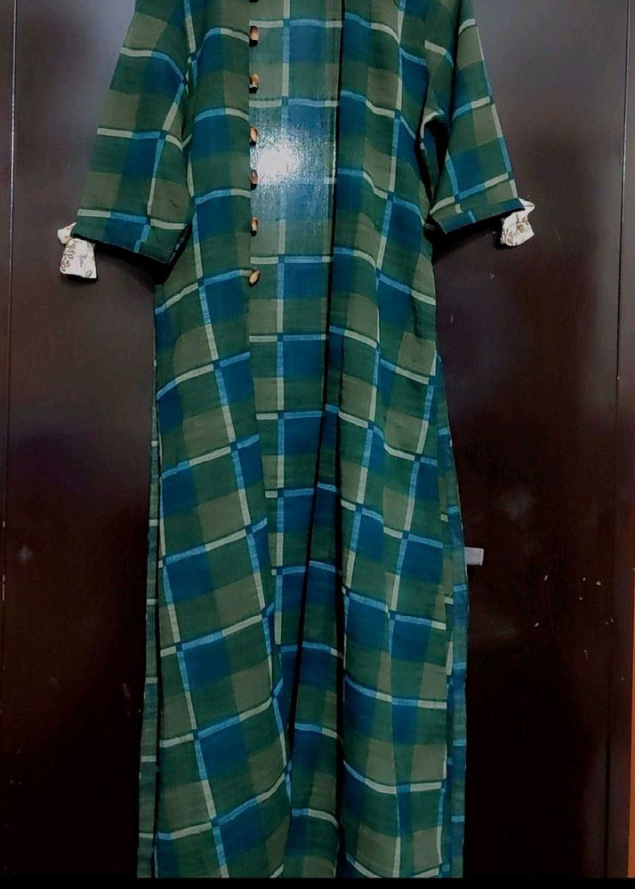 Green Check Print Long Shrug For 36 Bust