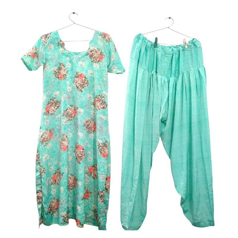 Floral Print Silk Salwar Suit