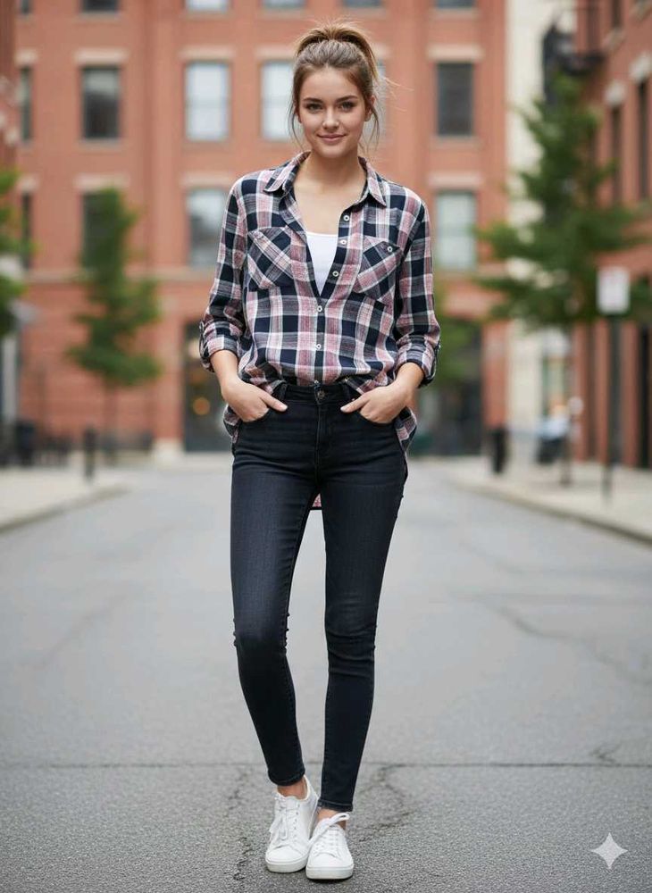 ✨ BARE DENIM Checked Shirt