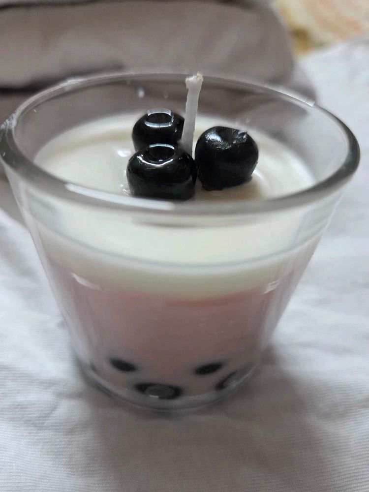 Strawberry Milk Boba Tea Candle(free Daizy Candle)