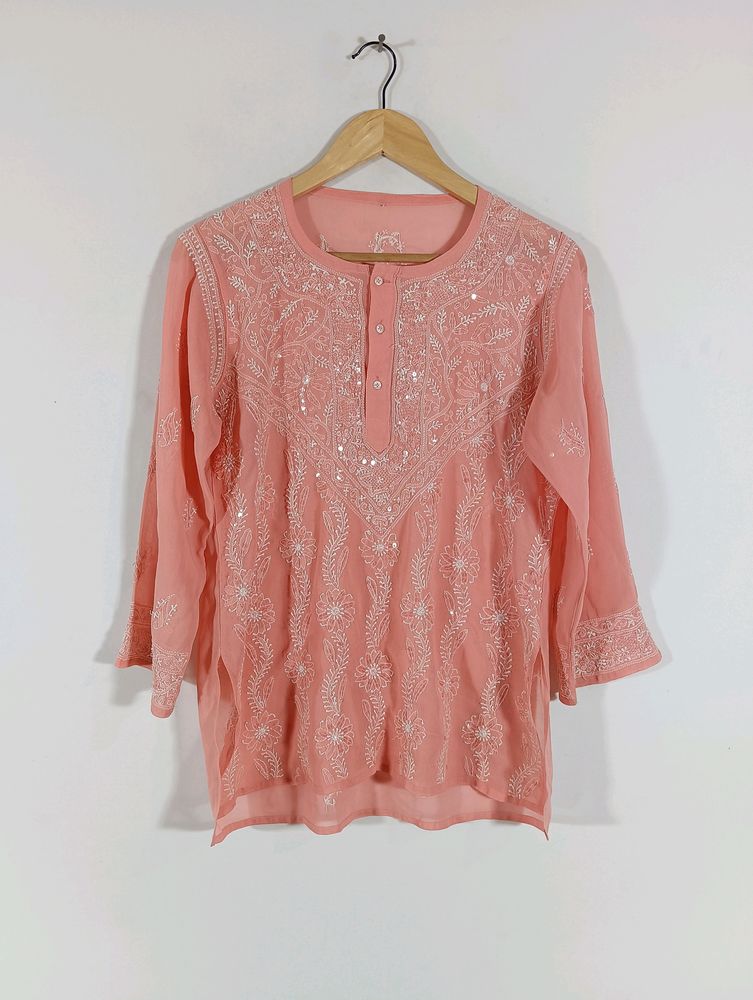 Peach Embroidered Casual Top ( Women)