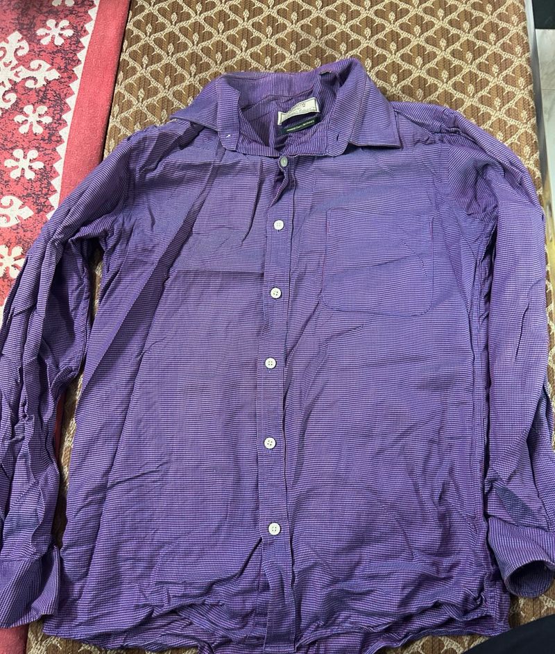Purple Striped Button-Down Shirt