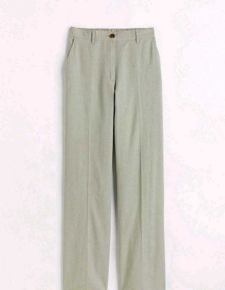 H&amp;m Sage Green Linen Blend Trouser