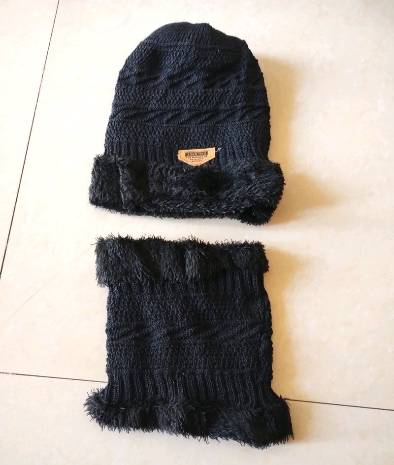 Black Beanie Cap And Nack Muffler Combo