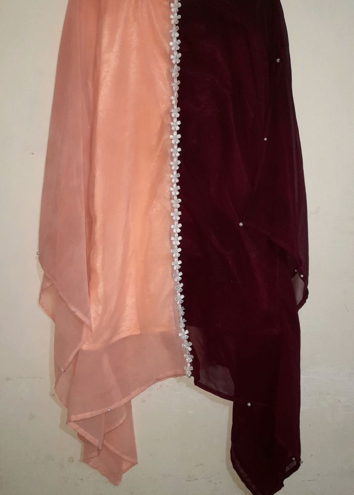 Double Shades Kaftan, Pearl Design, Round Neck.
