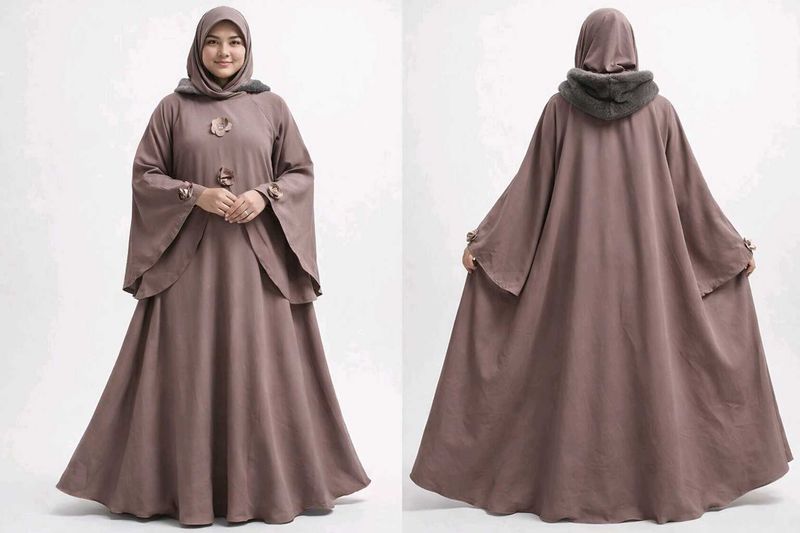 🔥sale Elegant Abaya with Floral Detail