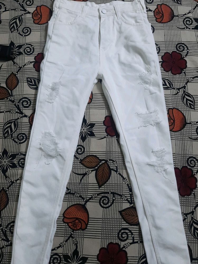 High waisted White Tone Jeans