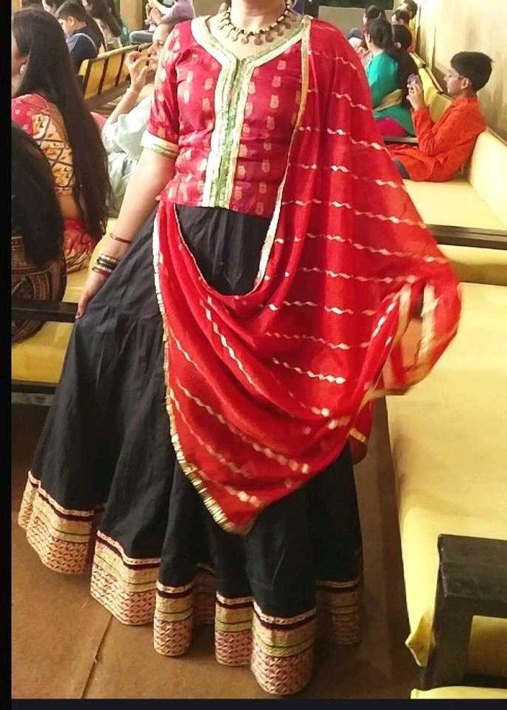Red &amp; Black Lehenga Choli Set