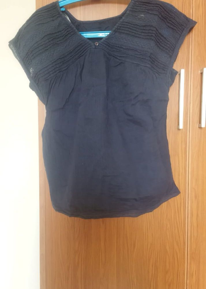 Navy Cap Sleeve Top