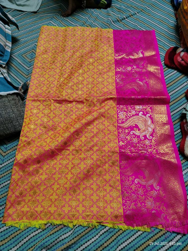 Elegant Pink &amp; Gold Blouse Material